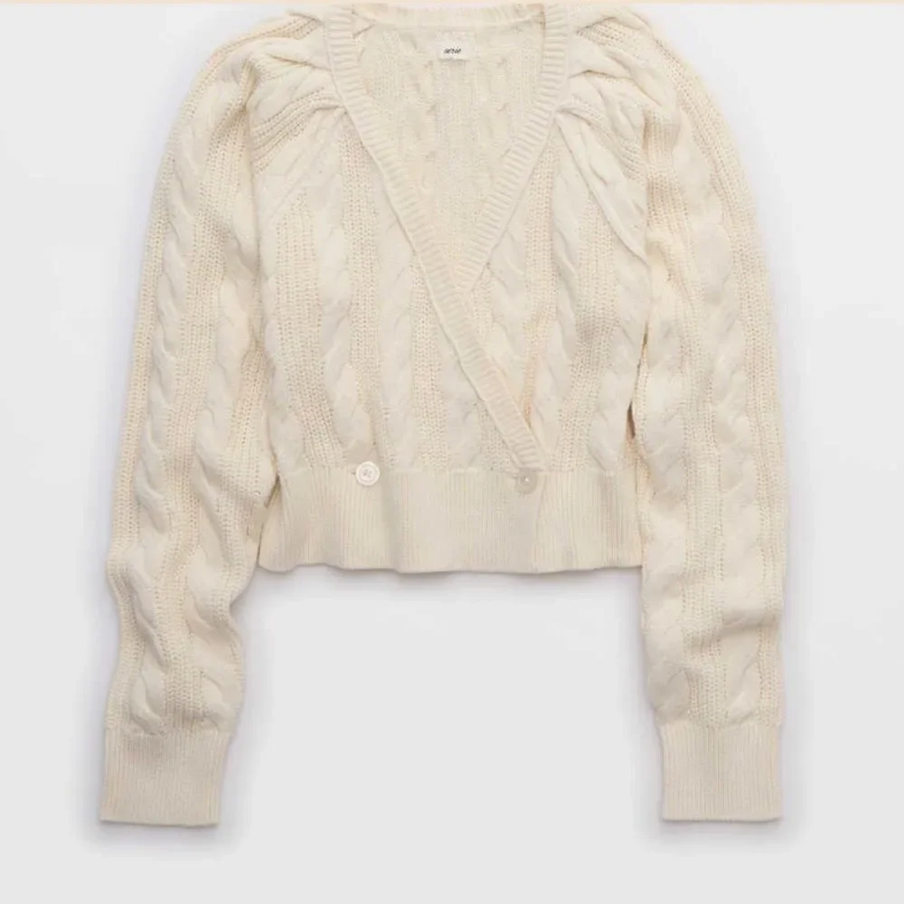 NWT Aerie Cable Wrap Cardigan Top in Natural Size Small - Picture 2 of 6